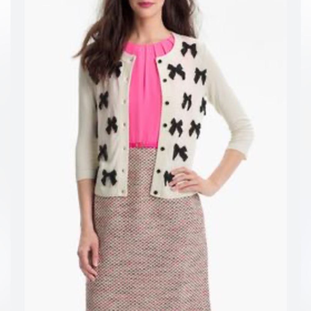 NWOT Kate Spade 💯 Cotton Bow Ivory Bottom Up Cárdigan Size XL
